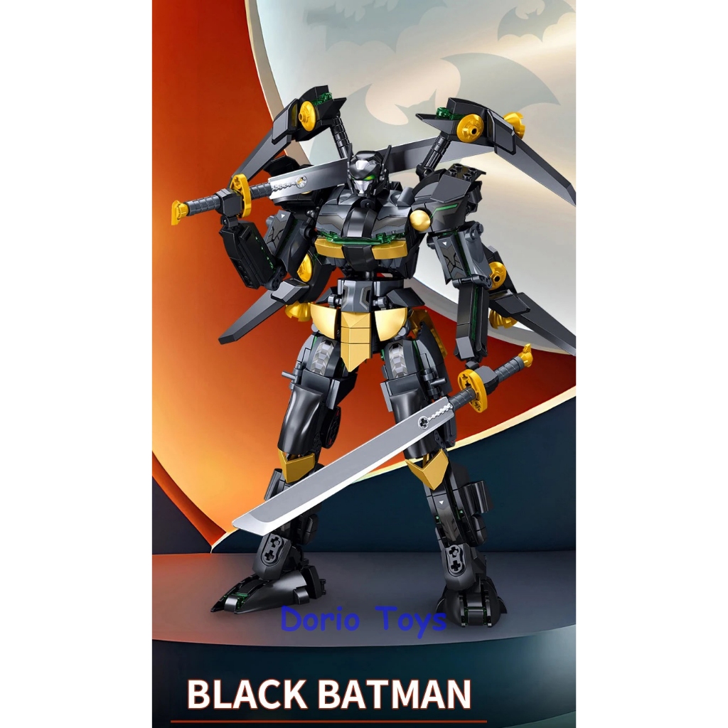 Sluban Brick Mecha Robot: Black Batman Hero Super Mecha M38-B1052