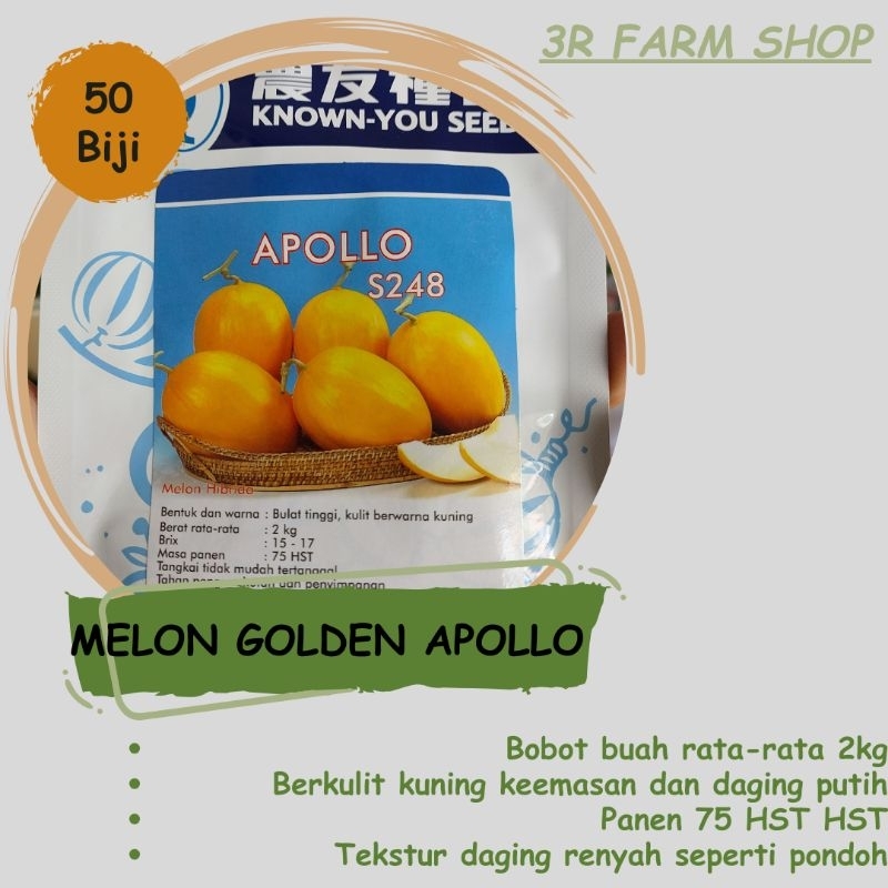 Benih Buah Melon Golden APOLLO , Repack isi 50 Biji