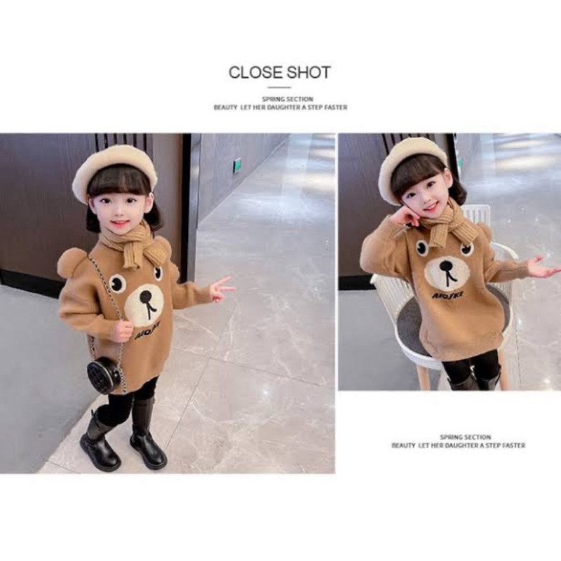 Sweater Knit Bear Lembut dan Lucu kuping 3D 2-7 thn / Sweater Knit Premium import {EA.}