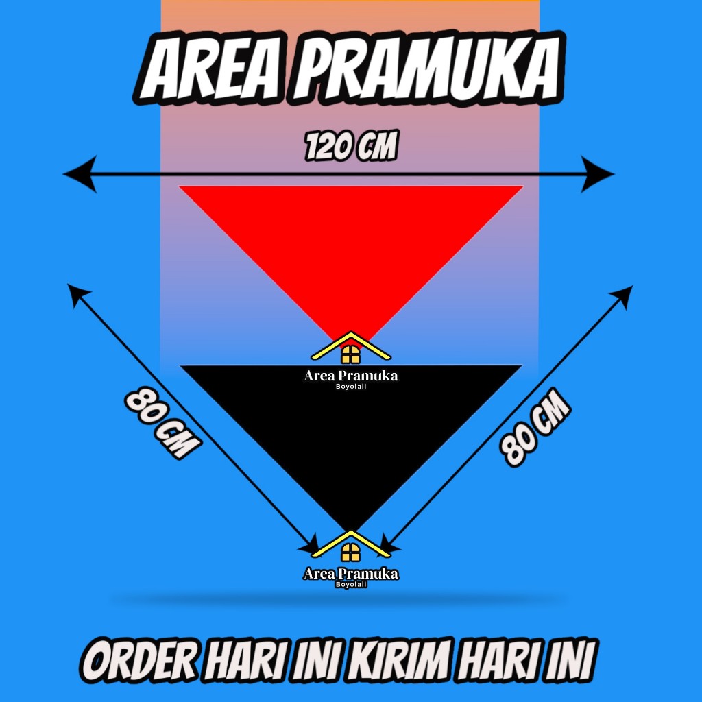 Slayer syal merah dan hitam polos segitiga