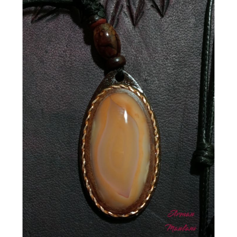 Liontin Batu Akik Lawas Sulaiman Pamor Bungkem Langka