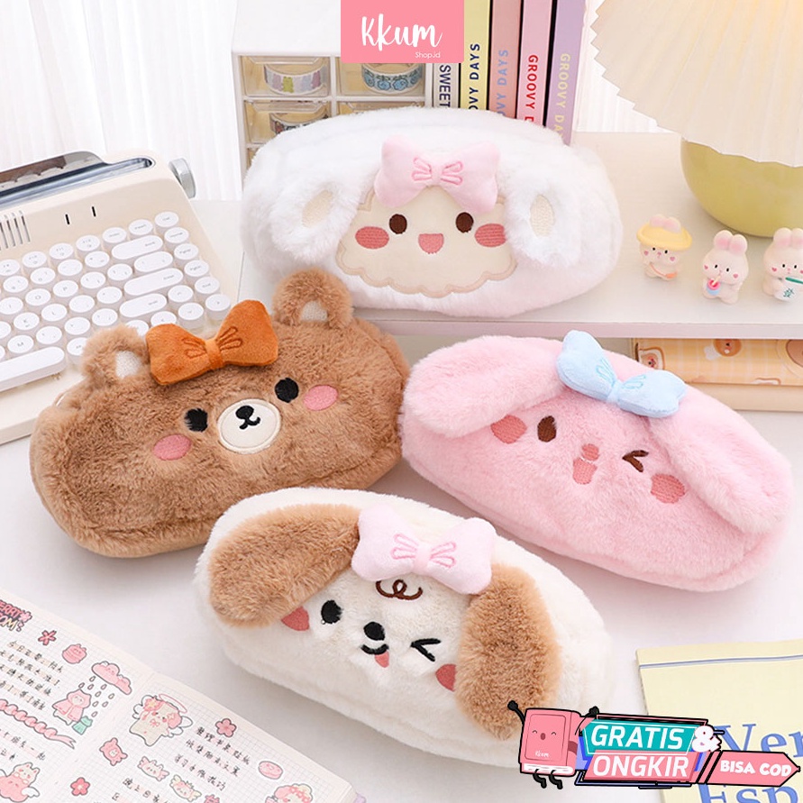 

ART L4V Kotak pensil bulu cute Tempat kosmetik pouch dompet serbaguna