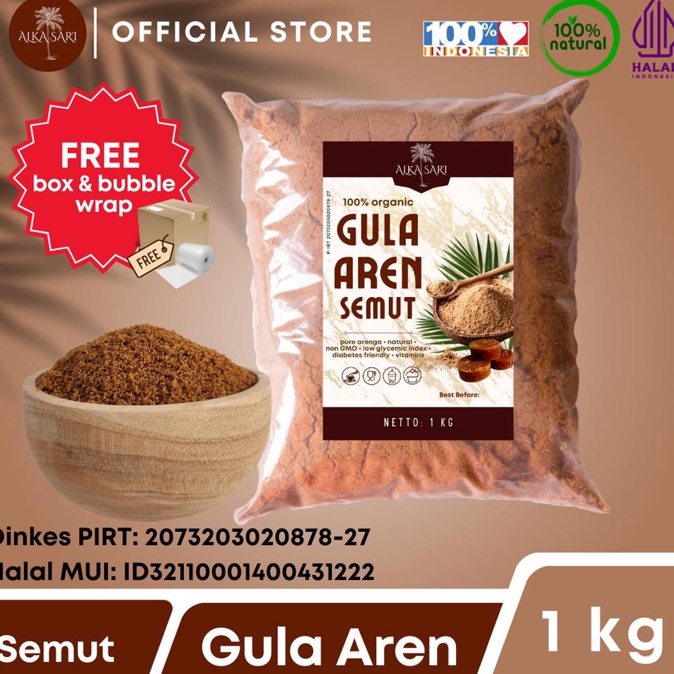 

Model Baru Gula Aren Semut Nira Aren Bubuk Organik Alka Sari 1Kg