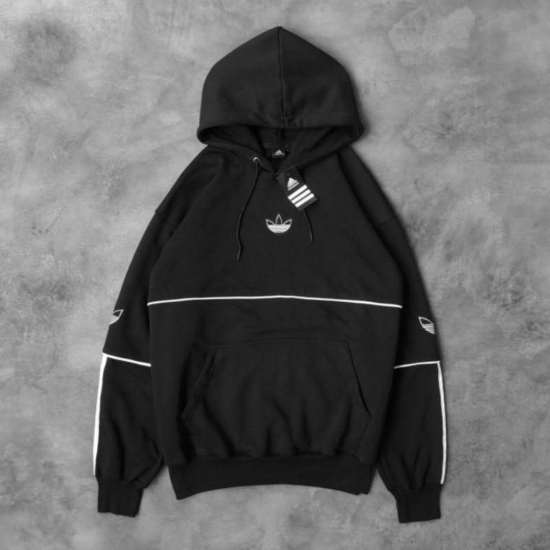 Hoodie Jaket Sweater Adidas Stripe Logo Fulltag Label