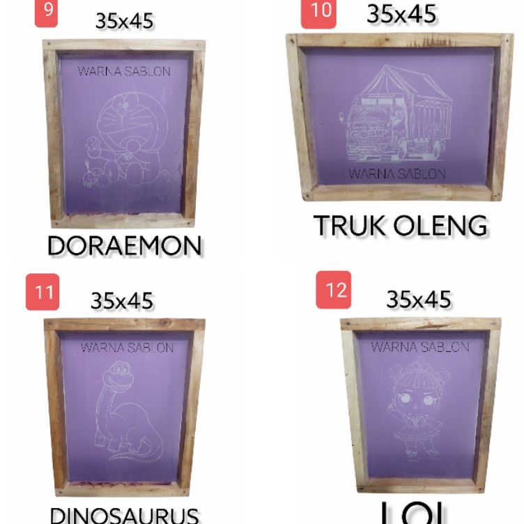 

KODE N8V9 Screen Cetakan sablon sterofoam siap pakai 35 x 45