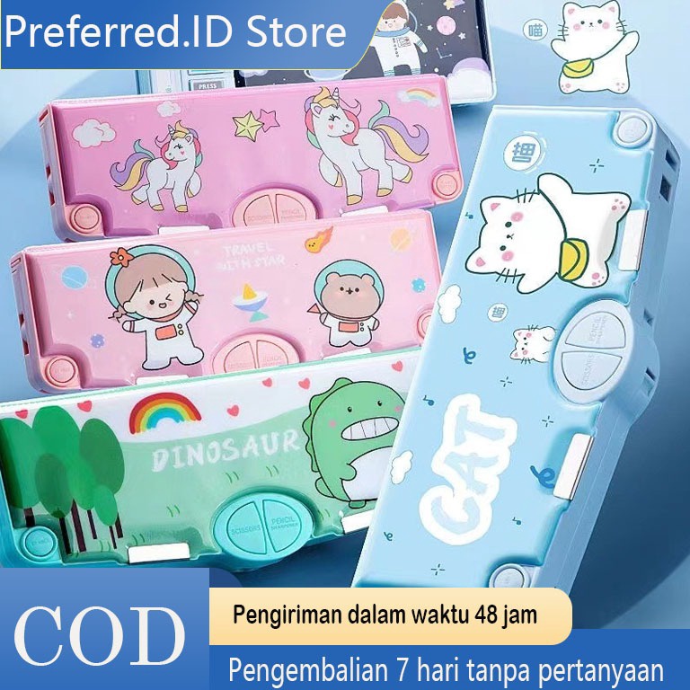 

ART W13E Tempat Pensil Multifungsi Motif Untuk Anak Kotak Pensil Pola Kartun Lapisan Ganda dan Tunggal dengan Rautan Kapasitas