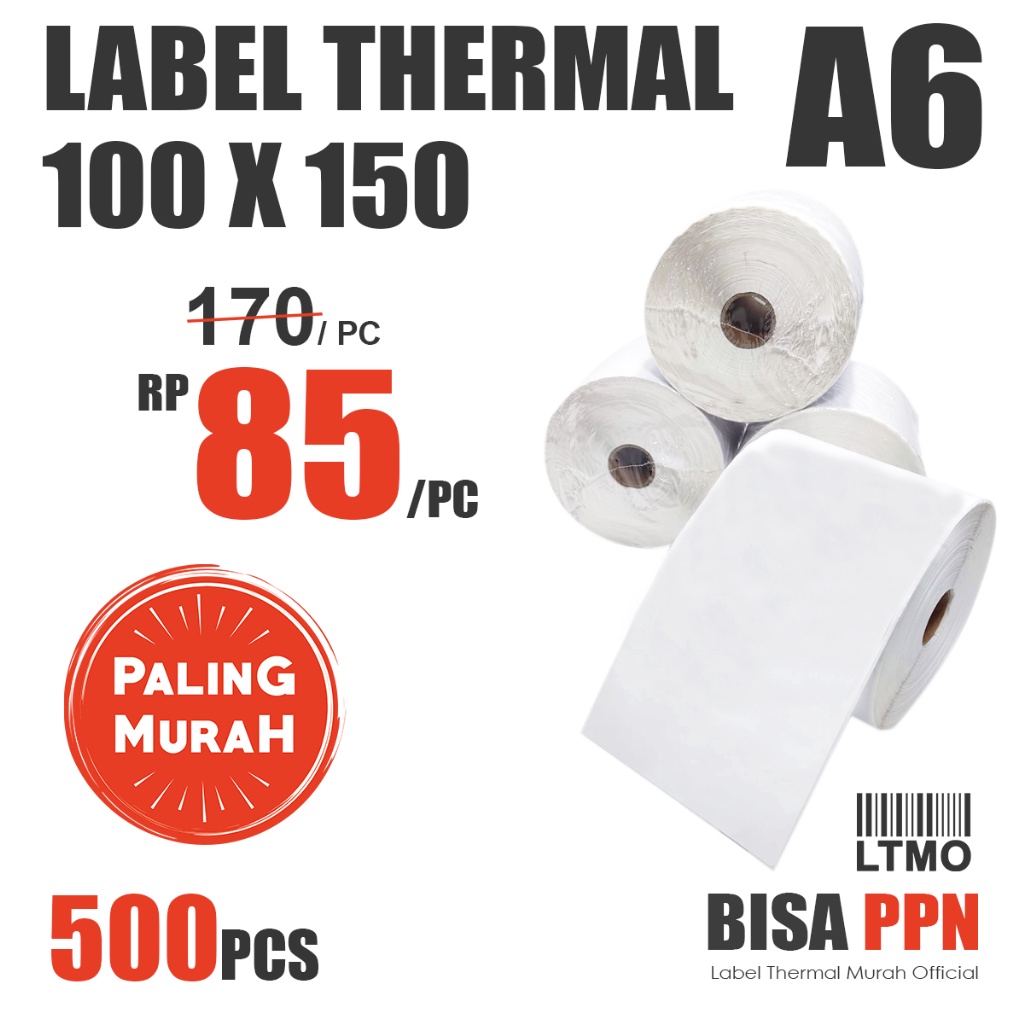 

ART M65V Label Barcode MURAH 1 x 15 A6 kertas stiker thermal 5 pcs