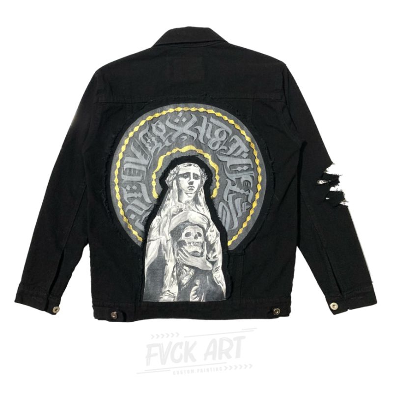 JACKET DENIM CUSTOM CALLIGRAPHY // JACKET CUSTOM PAINTING // JAKET JEANS // LIMITED EDITION