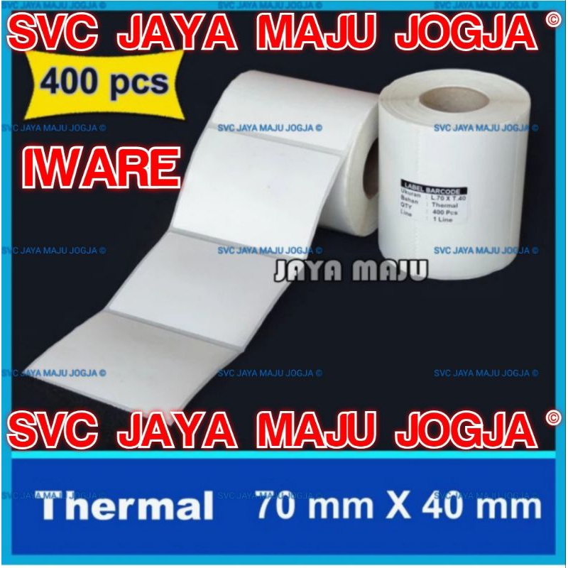 

[ IWARE ] 70 X 40 - 1 LINE THERMAL - FACE OUT - ISI 400 PCS || CORE 1" || LABEL BARCODE DIRECT THERMAL - KERTAS STICKER APOTEK E-TICKET FARMASI LABORATORIUM RESEP OBAT || 70X40 - PB420T PB420 T PB 420T PB342C PB 342C PB830L PB830 PB 830L