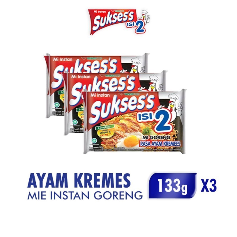 

Bestseller Suksess Mie Instan Goreng Ayam Kremes Bag 133 gr x3