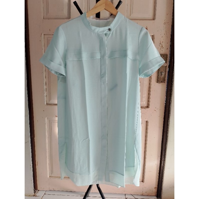 Kemeja tunik cantik hijau mint size M-L