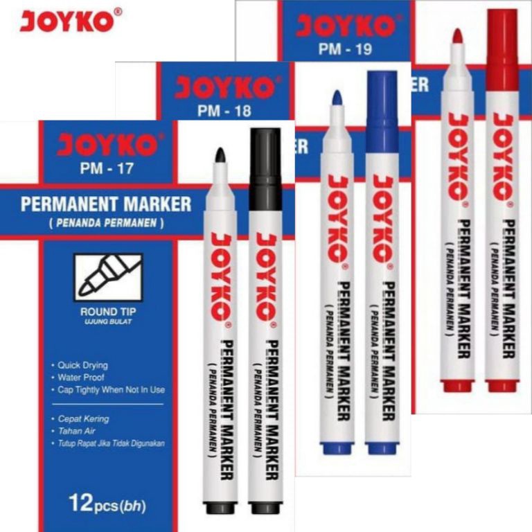 

ART G68B 1 LSN 12 PCS Joyko Permanent Marker Spidol Permanen Round Tip PM171819
