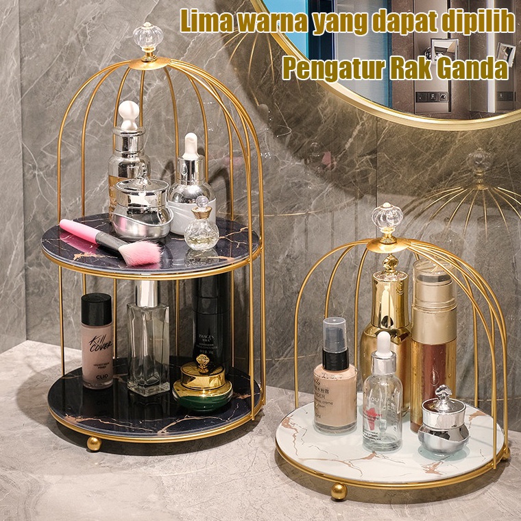 66 sale Penyelenggara desktop pengatur perawatan kulit rak sangkar burung ganda kosmetik