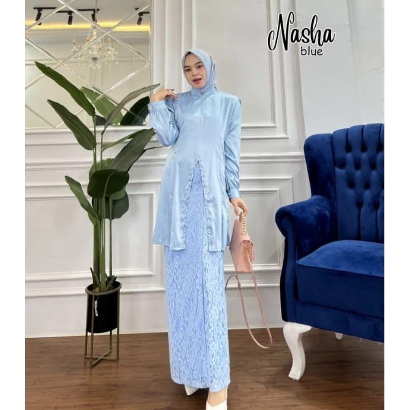 oneset nasha semi kebaya brukat dress kondangan kekinian