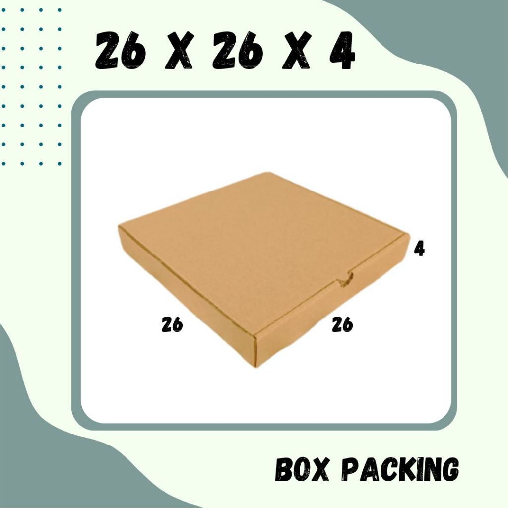 

Dus Packing 26x26x4 LD Kardus Pizza Hampers Kotak Kemasan Box Souvenir Karton Sparepart Minyak Wangi