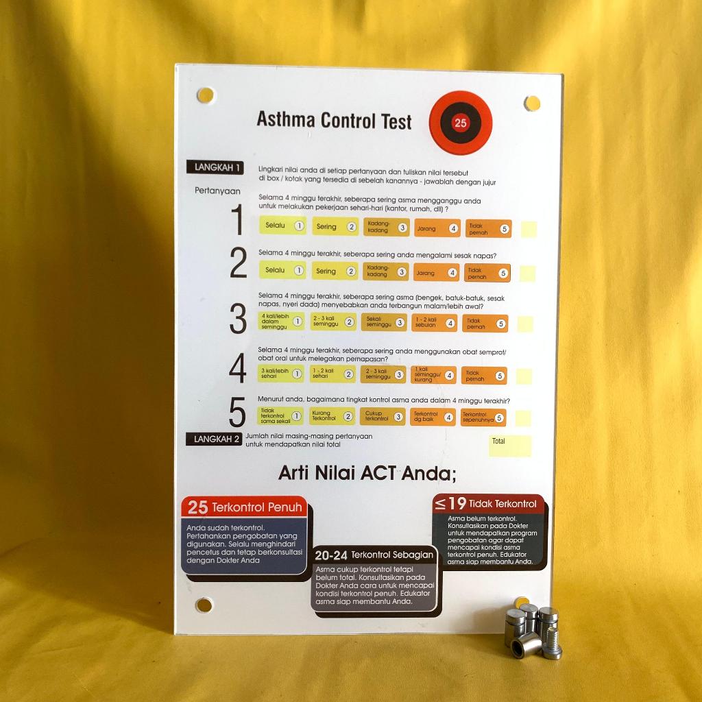 Poster Akrilik Asthma Control Test | Acrylic ACT | Akrilik Asma Kontrol Test | Kesehatan  Asma