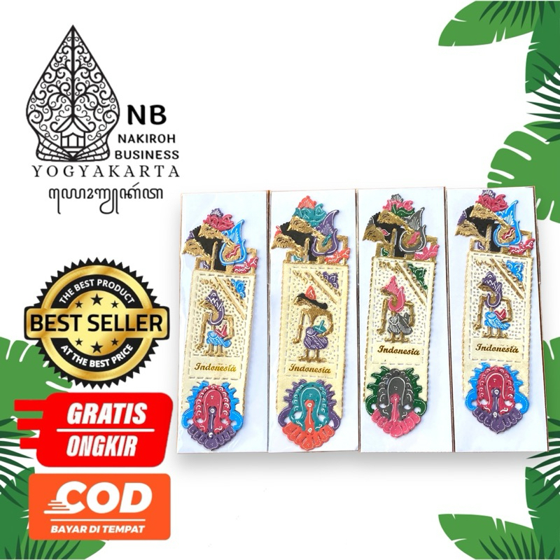 

PEMBATAS BUKU WAYANG BOOKMARK SOUVENIR KERAJINAN KHAS JOGJA TULISAN INDONESIA