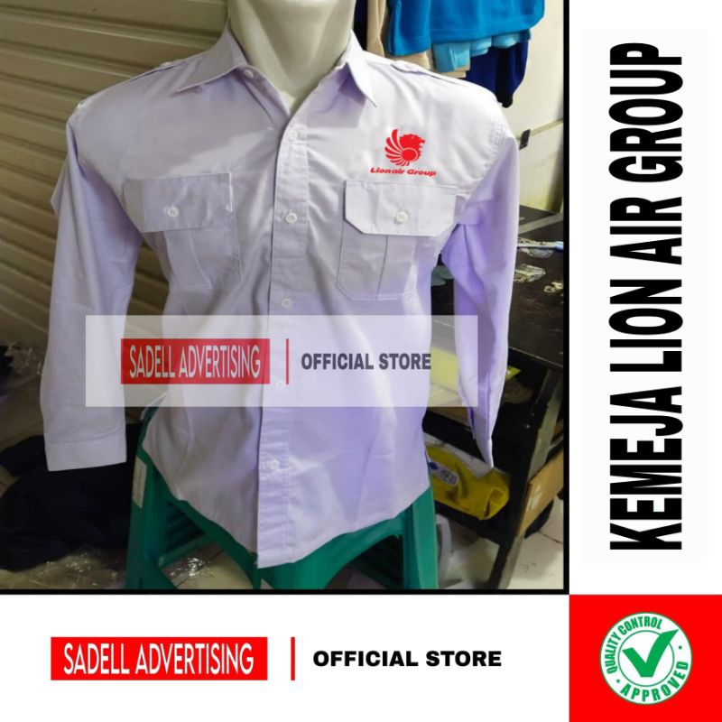 Kemeja Lion Group Seragam Lion Air Group Putih PDH Lengan Panjang Pria Bordir
