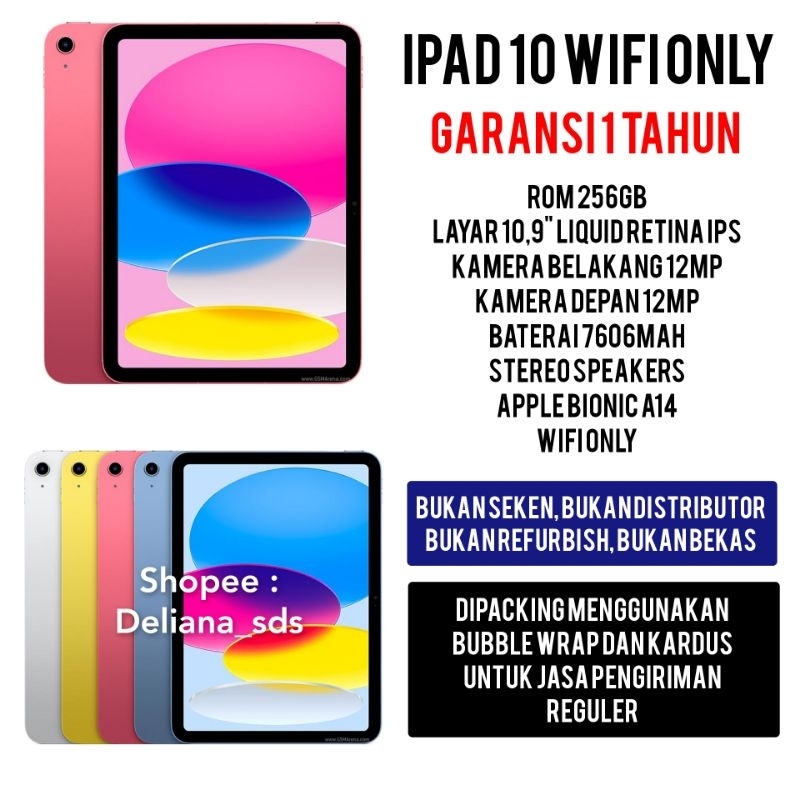 Ipad 10 Wifi Only 256GB Bergaransi Ipad 10 256GB Wifi Only