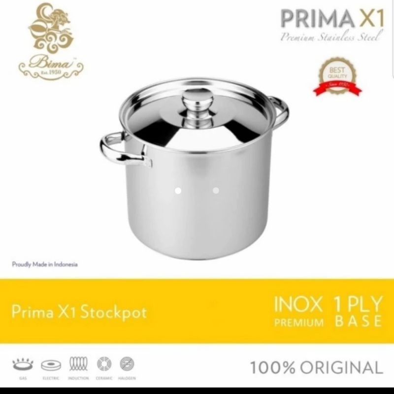 BIMA panci tinggi stockpot stainles steel panci dandang 24cm BP2007324