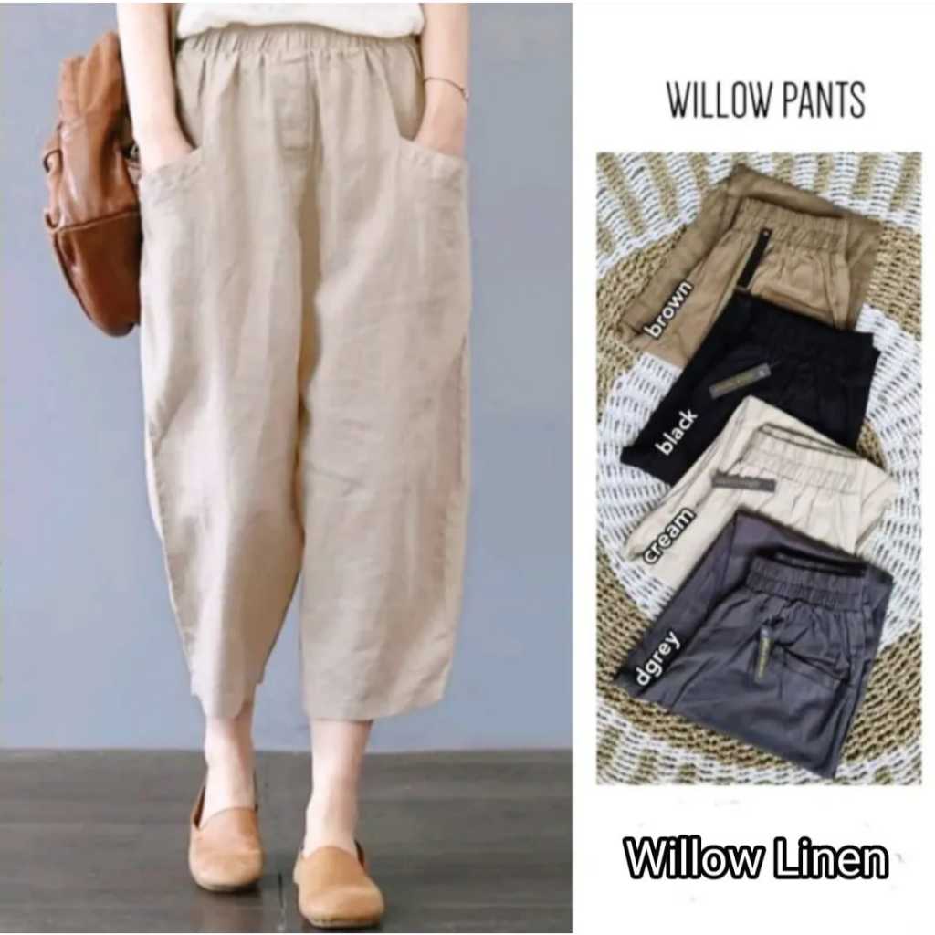 CELANA PANJANG WANITA UNQLO PANTS 7/9 BAHAN LINEN PREMIUM