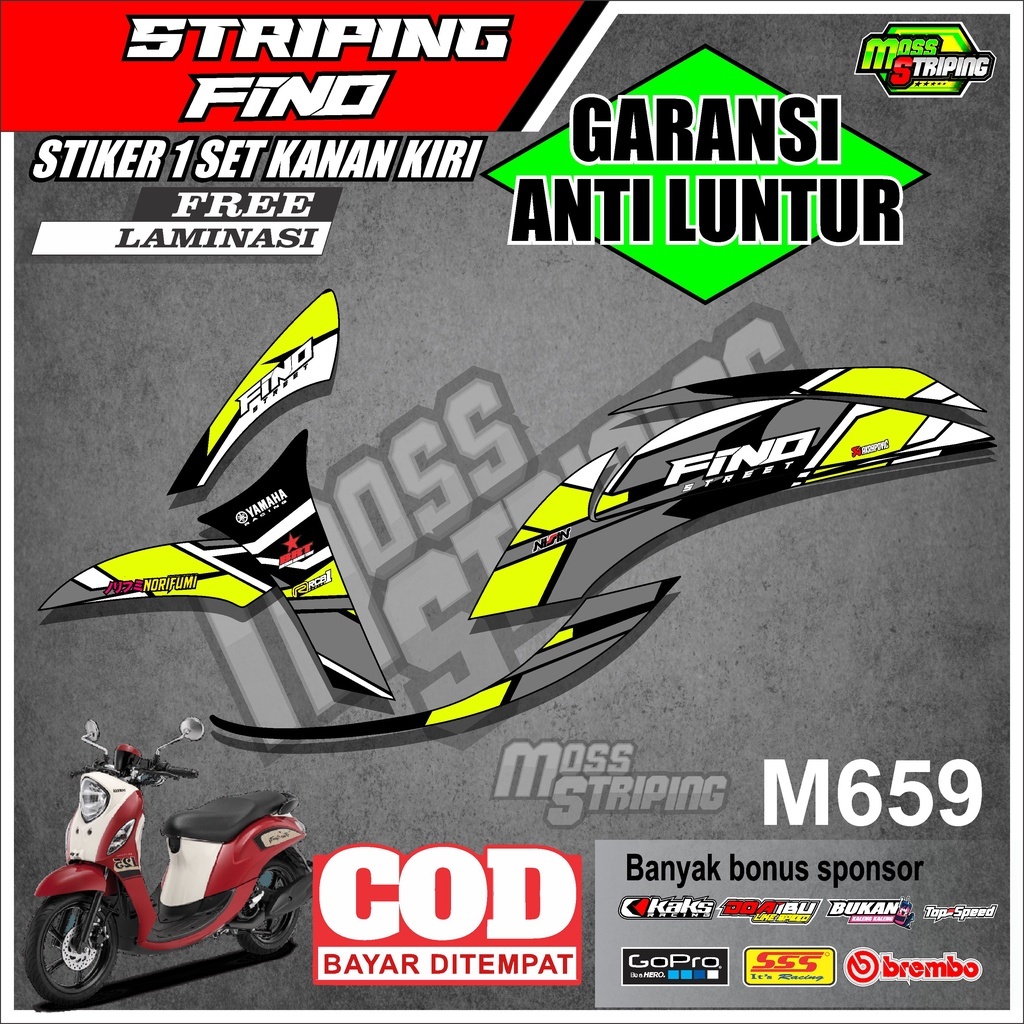 STRIPING MOTOR FINO 125 GRANDE PREMIUM M659 STICKER SETRIPING SETIKER SETRIP STRIP LIST VARIASI PARI