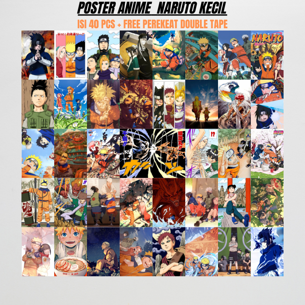 Poster Dinding Anime Naruto Ukuran A5 Isi 40 Pcs  / Poster Anime Manga Dekorasi Dinding