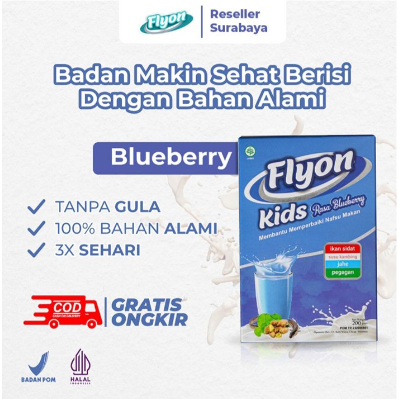 

Susu Flyon Kids Blueberry Susu Penggemuk Badan Anak Anak Alami BPOM