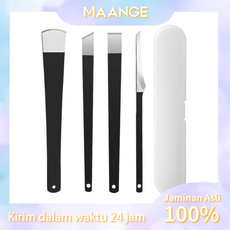 MAANGE 4Pcs Set Manicure Pedicure Knife Tools Pisau Kuku Cantengan Pendorong Gunting Kutikula Manicu