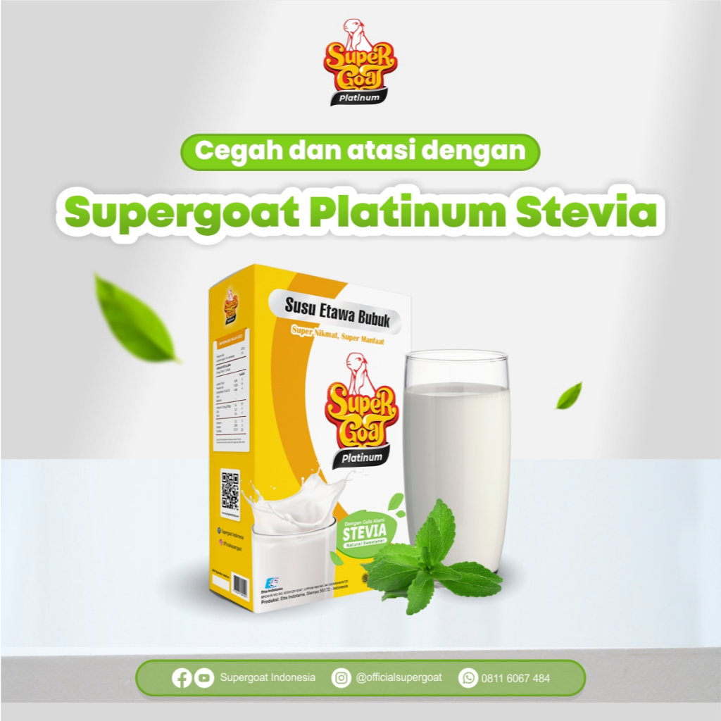 

Super Goat Bahan Pokok Dari Susu Kambing Etawa Bubuk Dengan Gula Stevia 0 kalori 1 Box
