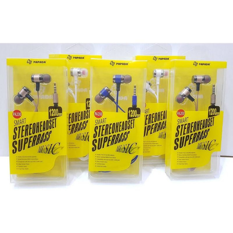Cuci Gudang) Headset PAPADA PA-200 Super Bass Earphone handsfree Original PAPADA