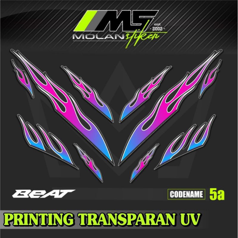 Decal Sticker Striping Variasi Transparan Uv Beat Karbu Api Beat Carburator 2008-2013 Honda Beat 110