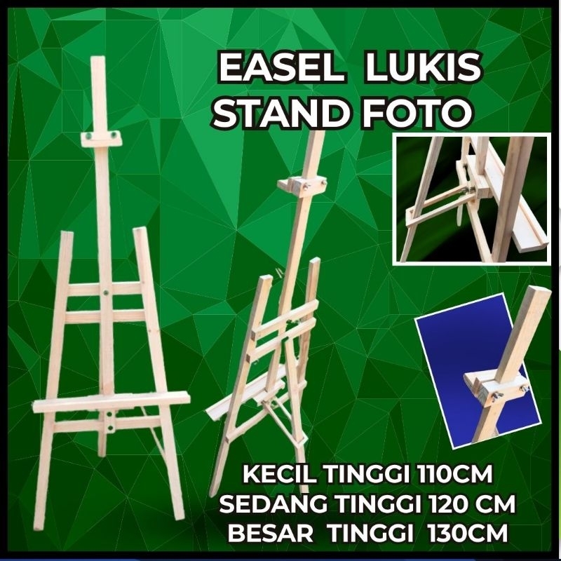 

easel lukis , stand foto murah kecil tinggi 110cm, sedang tinggi 120cm, besar tinggi 130cm