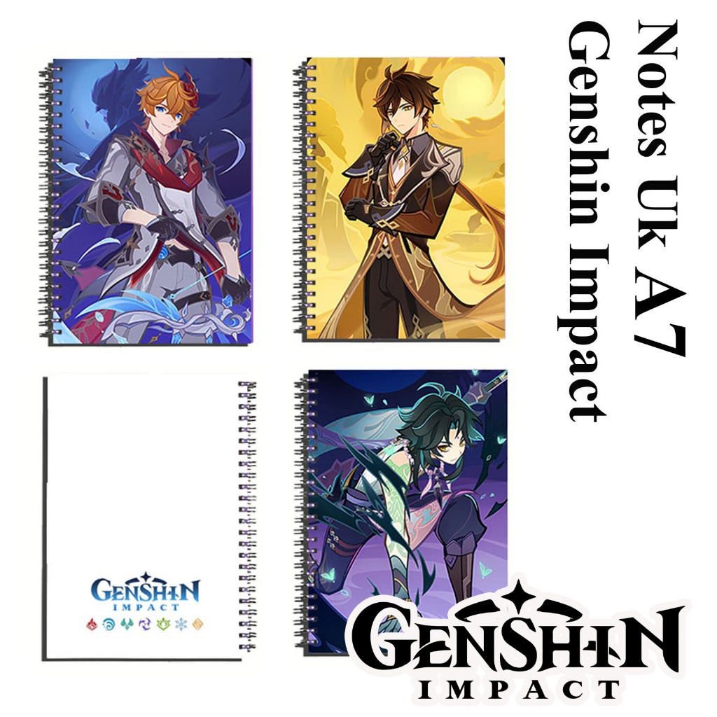 

jurnal / note book / buku catatan / anime game genshin impact CARD uk a7 full colour jilid spiral murah