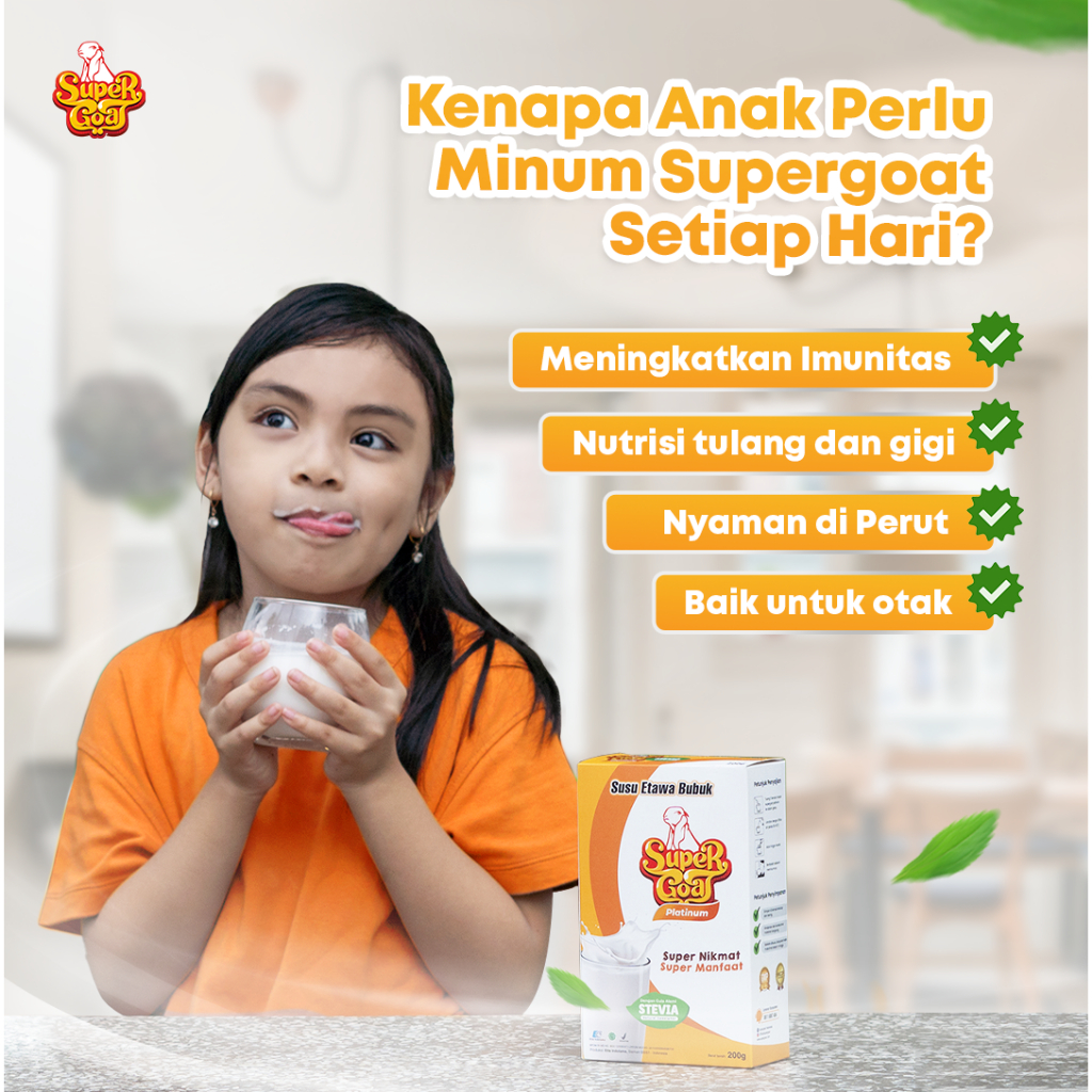 

Susu Kambing Etawa Segar Dengan Gula Stevia Alami Merek Super Goat 1 box