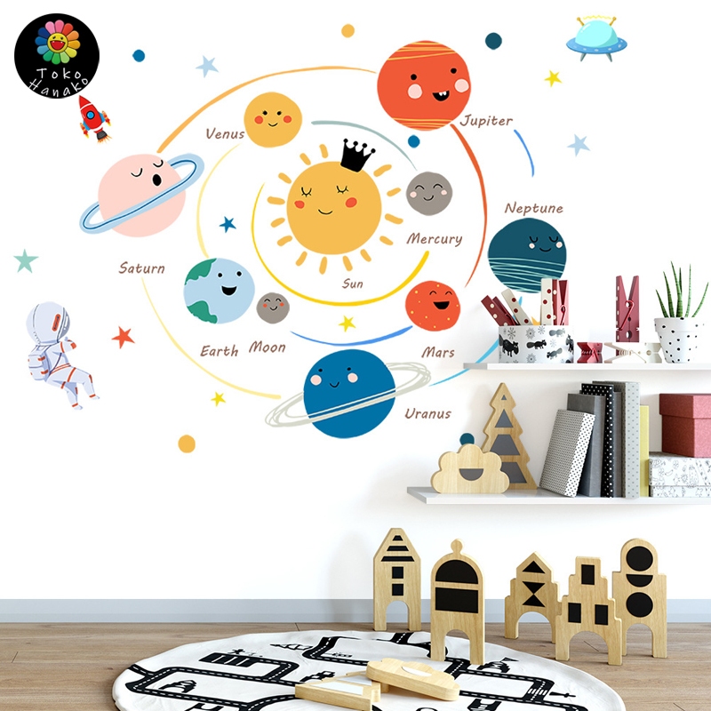 Wall Stiker Dinding Premium Wall Stiker Dinding Kamar Anak Planet Space Luar Angkasa Dekorasi Hiasan