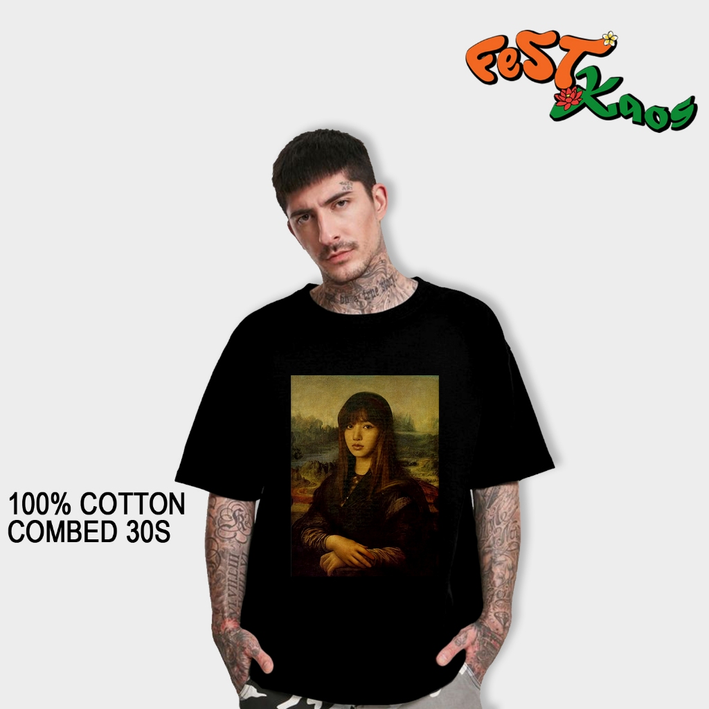FestKaos BAJU KAOS MONALISA MANOBAN - KAOS BLACKPINK LISA MONALISA BAJU BLACKPINK LISA COMBED 30S DI