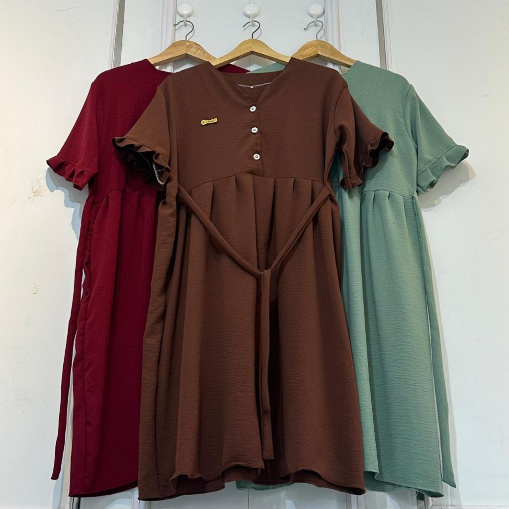 Camilla Dress - Midi Dress Crinkle Airflow Busui Casual Wanita