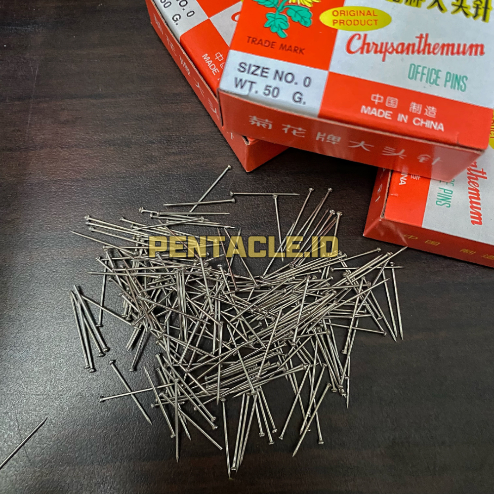1 BOX Jarum Paku Polos Ukuran 2cm Pins Jarum Pentul Serbaguna Seruni Office Chrysanthemum Pin Kerudu