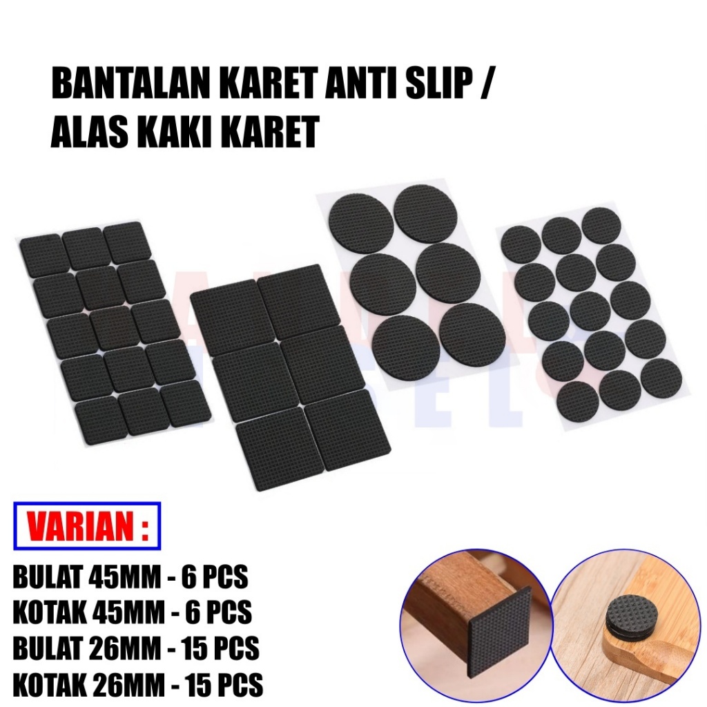 Alas Kaki Meja Kursi Karet Bulat & Kotak / Tatakan Kaki Furniture Felt Pads / Karet Ganjalan Kaki Ku