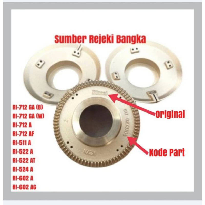 BURNER API BESAR RINNAI RI-602 AG/RI-602AG / RI-602 A/RI-602A / RI-511 A/RI-511A
