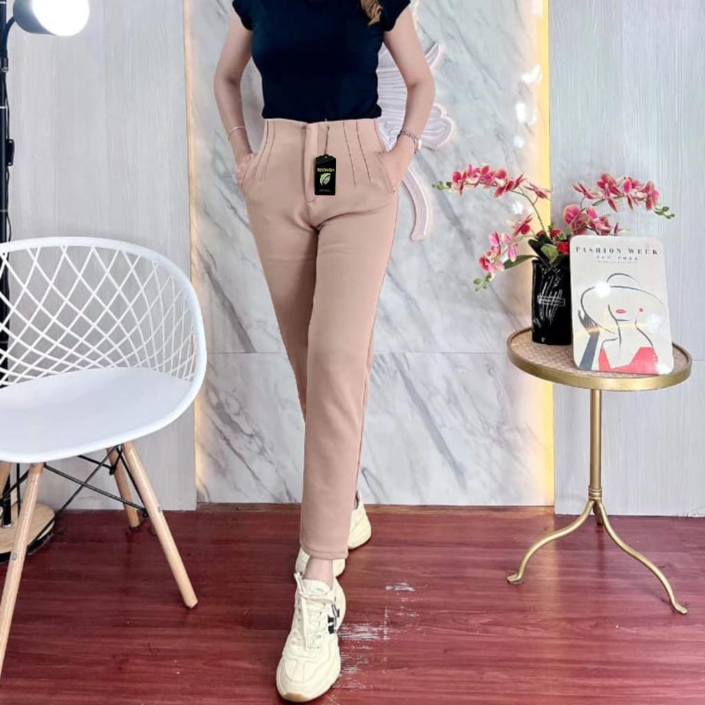 Celana scuba pensil saku paspol / celana wanita pensil scuba premium