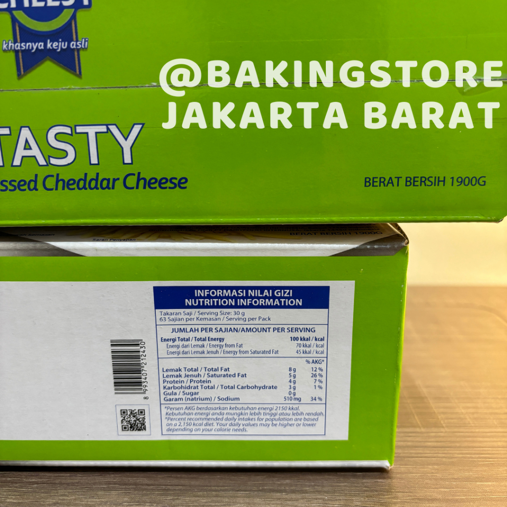 

Cheesy TASTY Keju Cheddar Cheese 1,9 Kg 1900 gr HALAL