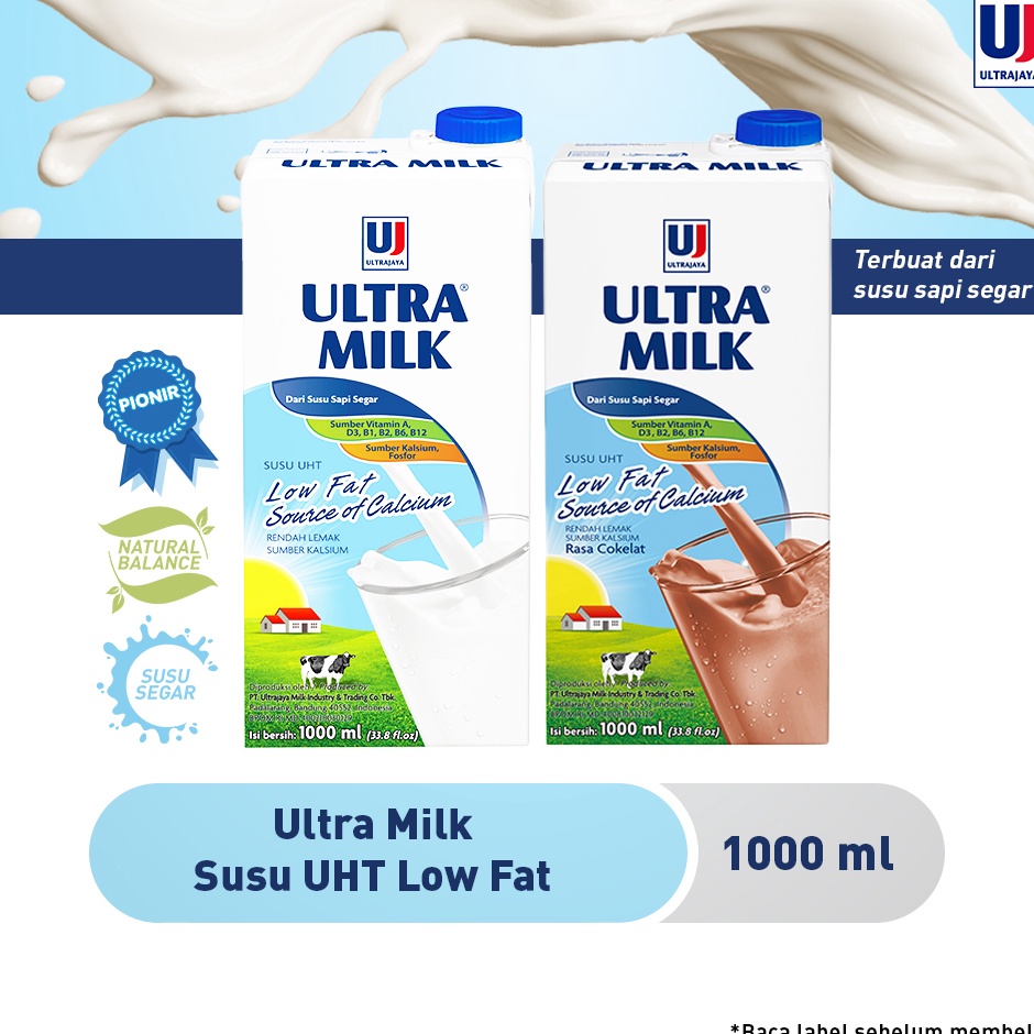 

Terbatas Ultra Milk Susu UHT Low Fat 1L Plain Cokelat