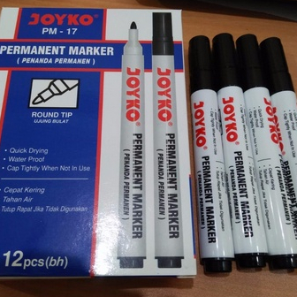 

Jual Black Marker Permanent SPIDOL HITAM PERMANEN JOYKO PM-17 Alat Tulis Kantor Sekolah Waterproof Round Tip Tahan Air Stationery Office Tools Peralatan Perlengkapan Menulis Board Murah Kualitas Bagus Quick Dry Blimbing Indah Sablon Malang
