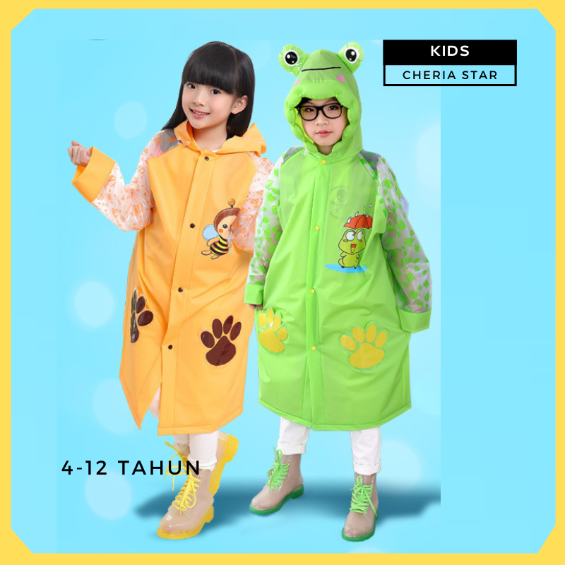 JAS HUJAN ANAK PEREMPUAN MANTEL HUJAN MOTOR ANAK COWOK RAINCOAT KIDS KOREA JAKET IMPORT A10