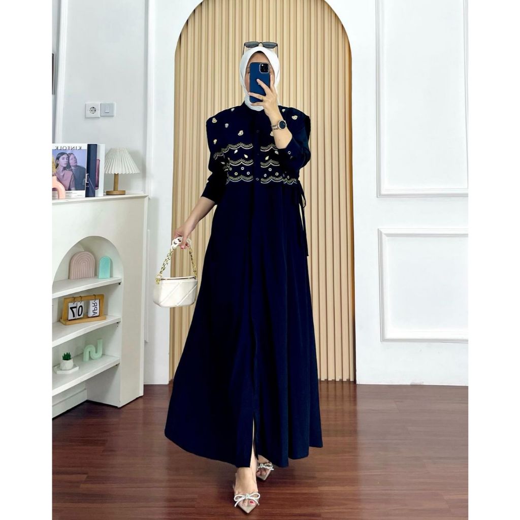 COD Gamis model terbaru soraya dress bahan ceruty babydoll mix bordir gaun kondangan aestetik