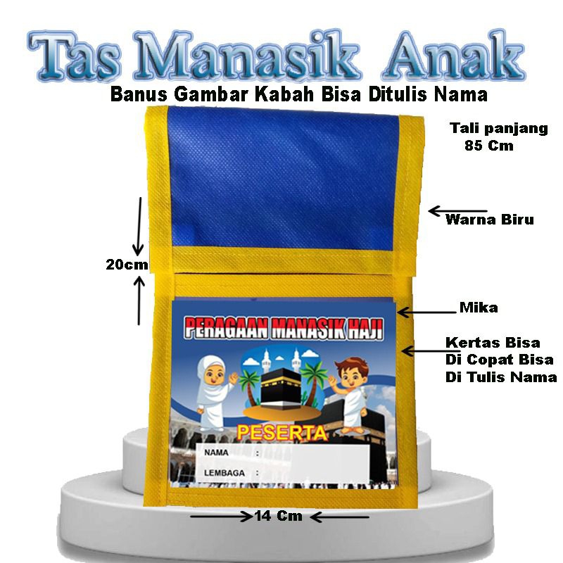 tas manasik haji buat anak TK dan paud warna biru