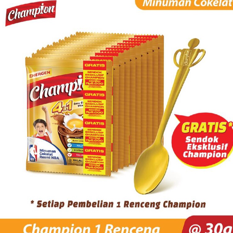 

Lagi murah Energen Champion 4 in 1 3 gram susu coklat 1 saset Gratis sendok