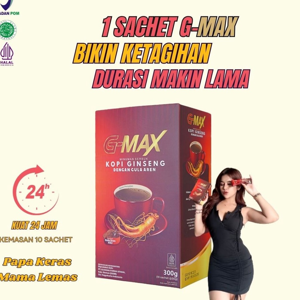 

Pesan aja Kopi GMax Penambah Kopi Stamina Vitalitas Pria Wanita Dewasa BPOM Kuat Tahan Lama 1 Box Isi 1 Sachet 1 Herbal Original